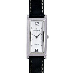 Peugeot Ladies Tank White Dial Watch Genuine Leather Quartz